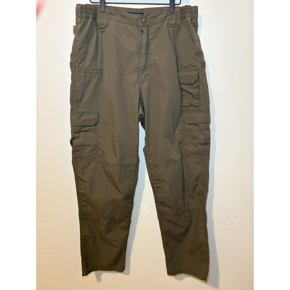 5.11 Tactical Pants Mens 36x34  Khaki Ripstop Cargo Pockets Poly Cotton Blend
